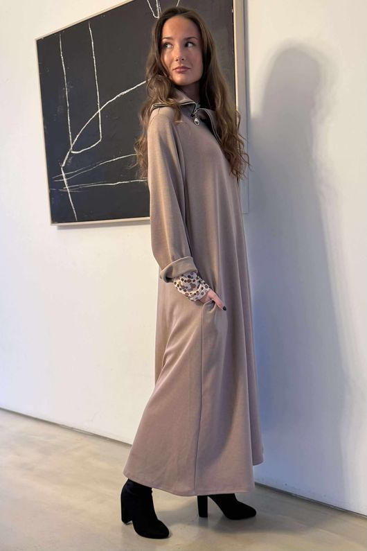 Sola Smart Tech Zip Cowl Dress Mocha